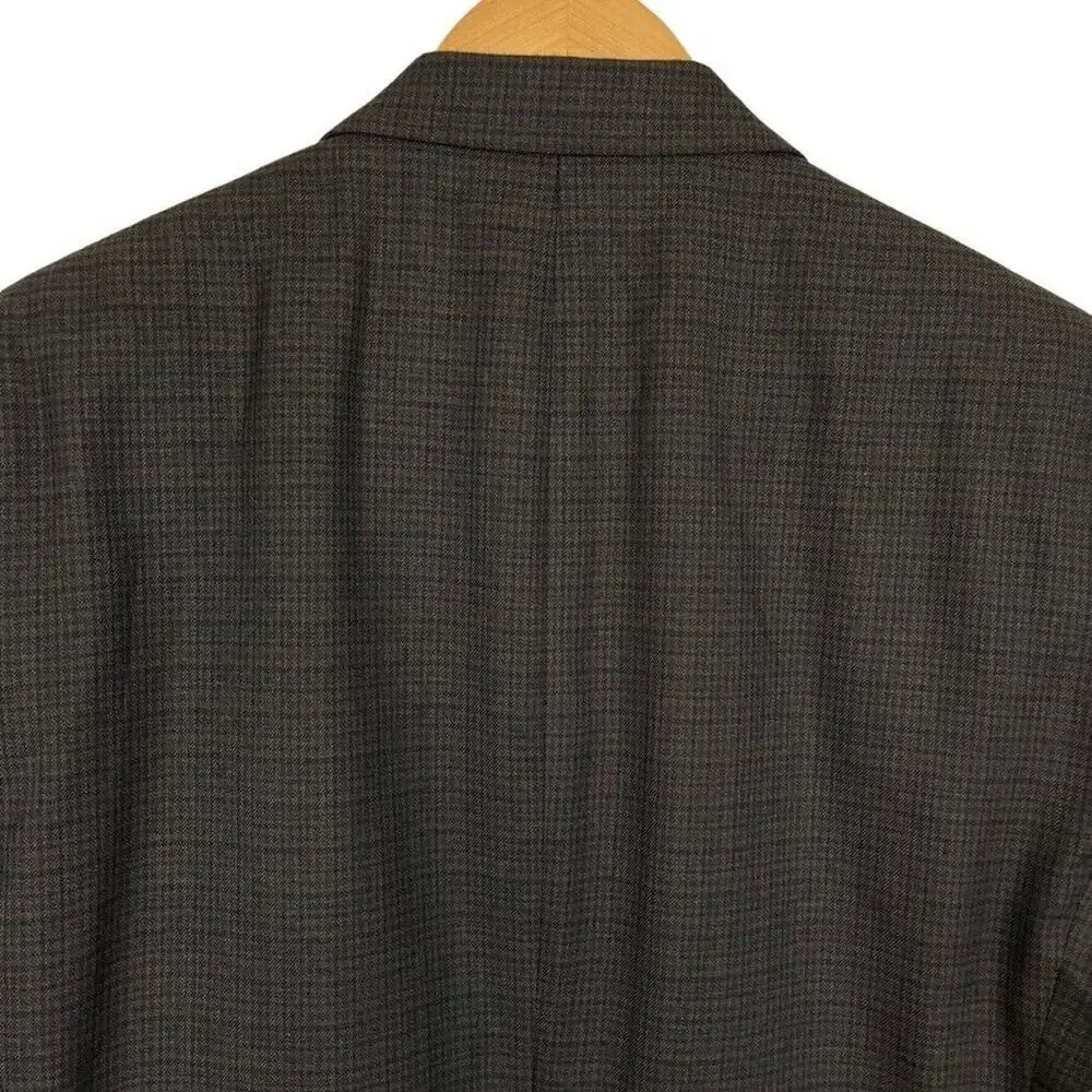 Chaps Mens Brown Plaid Suit Jacket Blazer Sport Coat 2 Button Business 42R